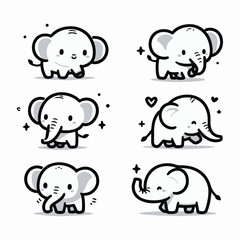 Hand-drawn Cute Hand Drawn elephant illustrations 3 illustration in a detailed and artistic style