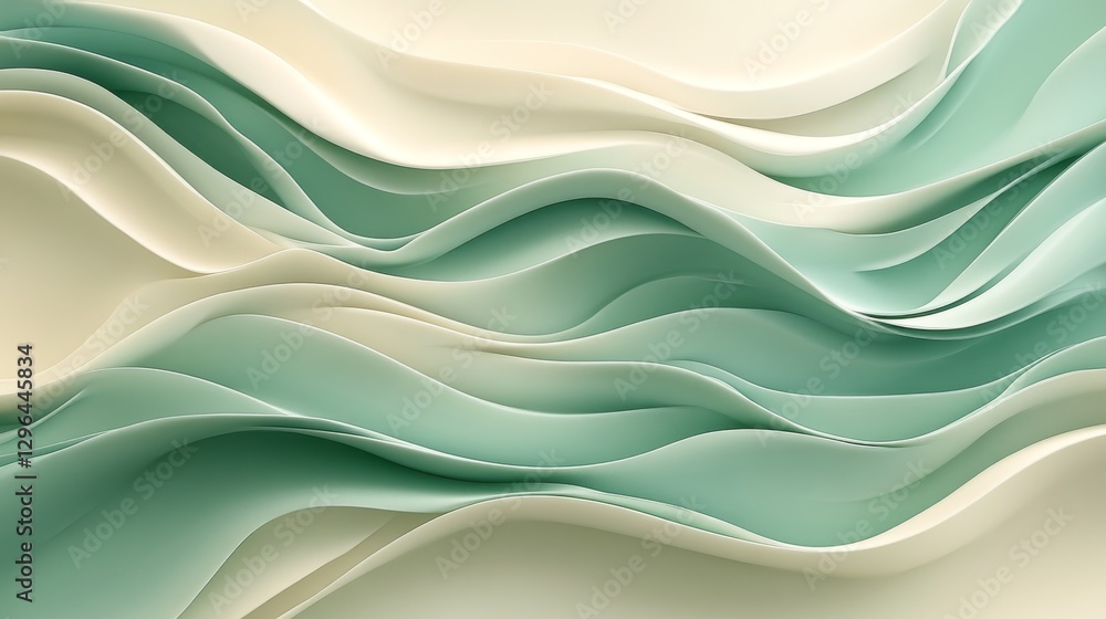 Poster Pastel colored layers of fluid abstract flowing design elements