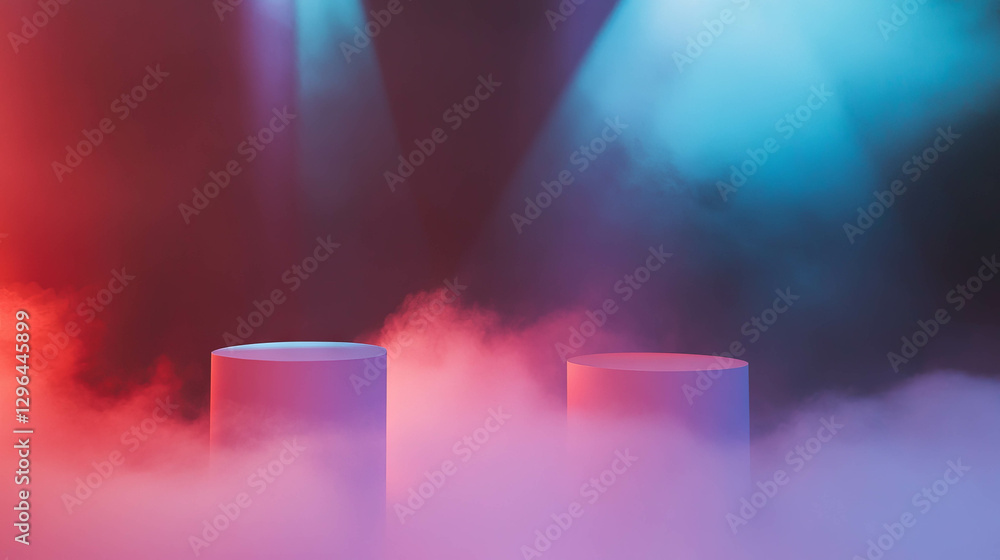 Aufkleber Atmospheric showcase with two podiums and vibrant spotlights for event design