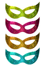 carnival costume mask with colorful confetti and streamers joyful brazilian party celebration on white background with space for text carnaval