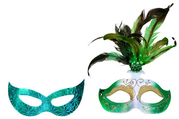carnival costume mask with colorful confetti and streamers joyful brazilian party celebration on...