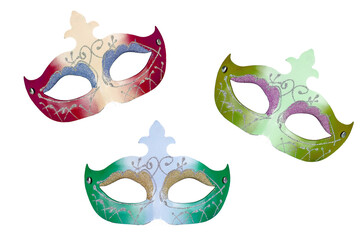 carnival costume mask with colorful confetti and streamers joyful brazilian party celebration on white background with space for text carnaval