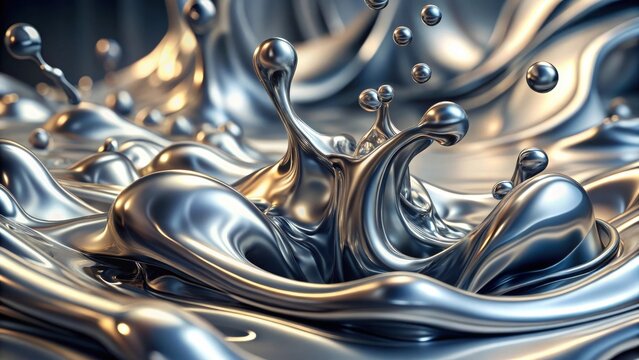 Abstract Liquid Metal Sculpture A Dynamic Display of Fluid Form and Reflective Surface