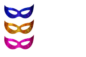 carnival costume mask with colorful confetti and streamers joyful brazilian party celebration on white background with space for text carnaval