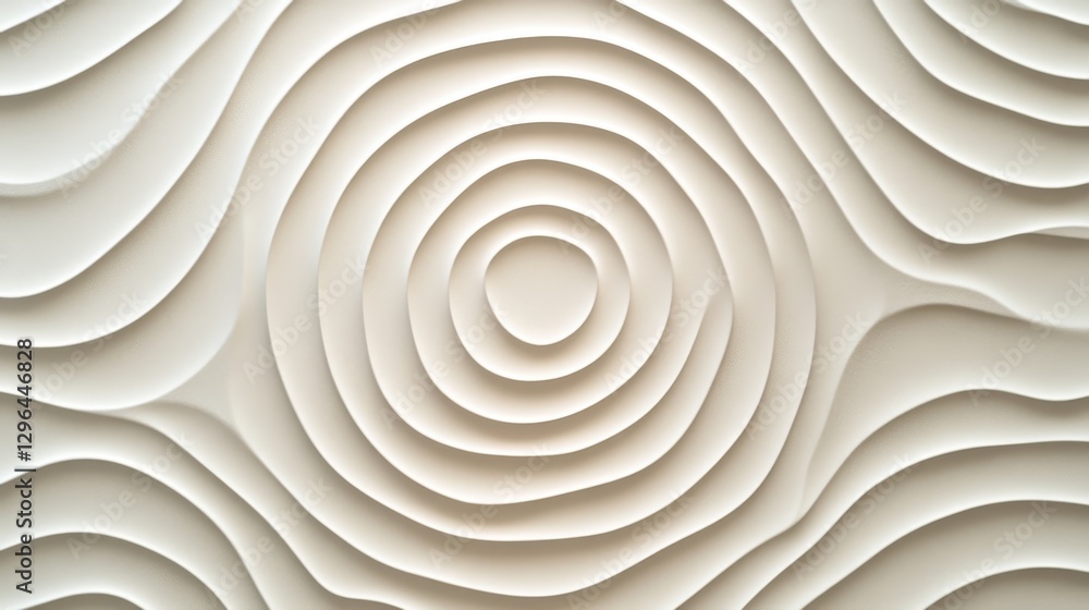 Poster concentric curved layers create a modern architectural relief pattern