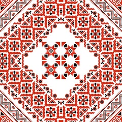 Arabian ethnic fabric pattern is designed in a vibrant red tone, featuring clear geometric ethnic that reflect traditional tribal aesthetics. The beautiful color gradients enhance the visual ethnic , 