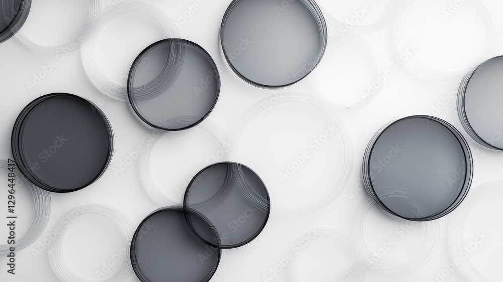 Poster circular arrangements of differing colors and transparent overlapping textures