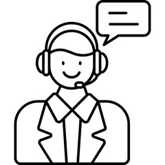 Customer Service Outline Icon – Simple Line Art for Support, Help, and Business