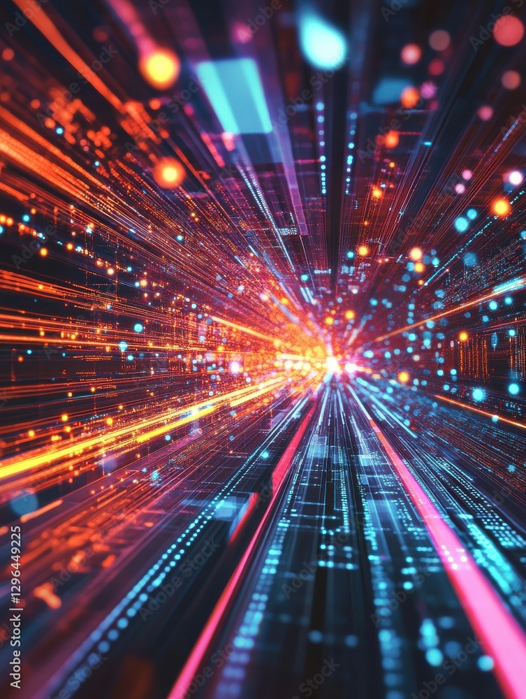 Poster big data flow technology and science vector background, tech abstraction with lines electronics and 