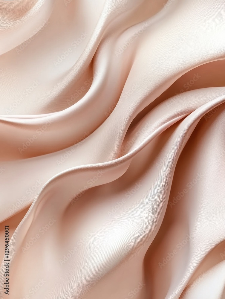 Aufkleber Elegant cream colored silk fabric draped gracefully showcasing smooth textures and soft waves in natural light. Generative AI