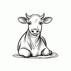High-quality hand-drawn vector illustration of Hand Drawn Line art Cow illustration 8523694 in a sketch style, perfect for design projects and digital art.