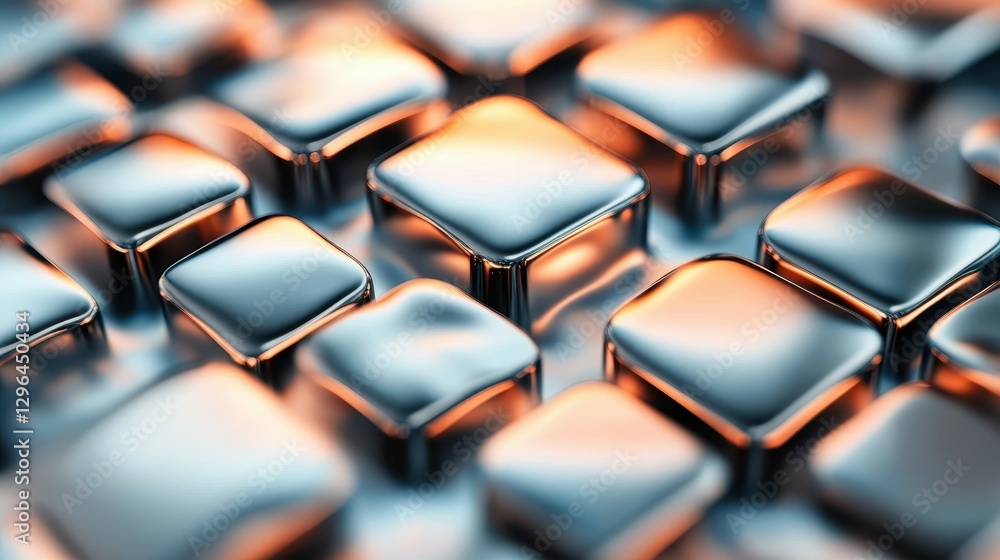 Poster metallic squares arranged closely showcase a beautiful interplay of light and reflections. the smoot