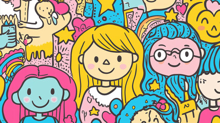 vector illustration of happy children playing