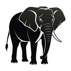 African elephant silhouette vector art illustration.