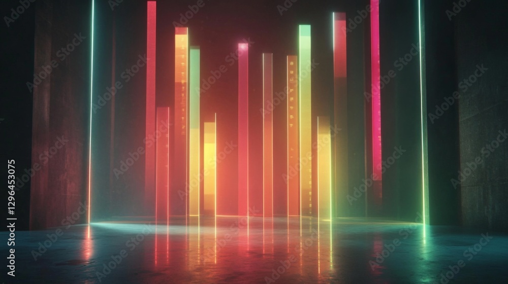 Aufkleber a financial bar chart with translucent bars in ascending order, placed on a dark, sleek background w