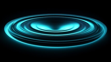 Abstract image displays a glowing teal energy vortex on black