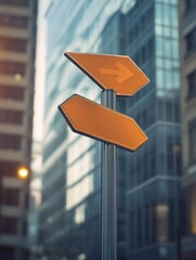 Arrow signs at intersection of city streets