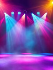 colorful and vivid stage spotlight on stage background