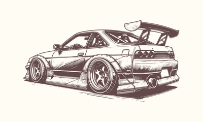Obraz premium High-Quality Vector Illustration of Drift Car Illustration for Creative and Commercial Design Use with Editable Elements