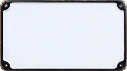 Blank vintage license plate with rounded corners and rivets, perfect for customization