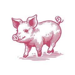 High-Quality Vector Illustration of Pig 2 for Creative and Commercial Design Use with Editable Elements