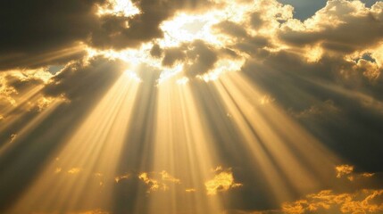 Soft Golden Light Breaking Through Clouds at Dusk