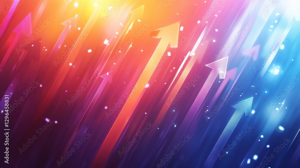 Poster digital arrows representing growth and progress against a colorful background.