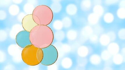 Pastel Circles with Gold Accents on Bokeh Background
