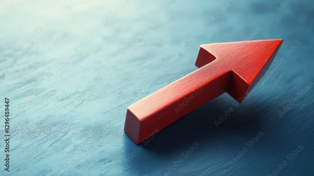 Poster a dynamic red arrow representing growth and progress on a minimalistic background. ideal for busines