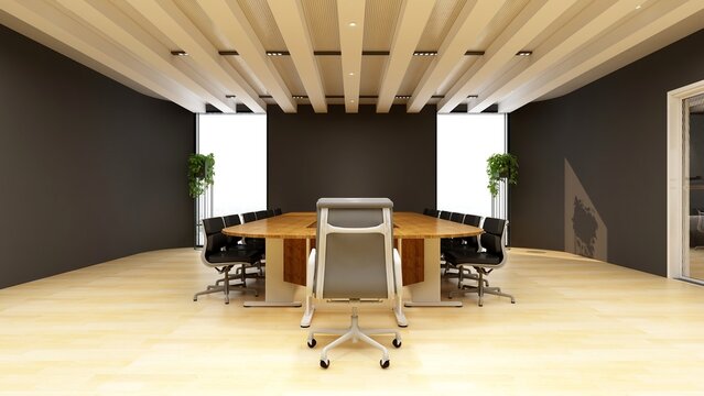 wooden office meeting room for company logo mockup
