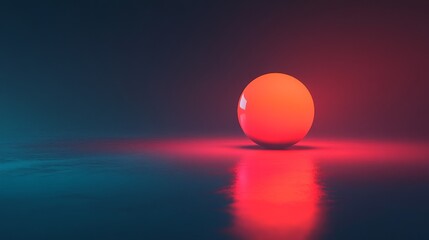 An illuminated sphere reflecting its radiant light on a surface