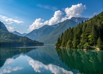 lake and mountains crystal clear lake surrounded by snow capped moon