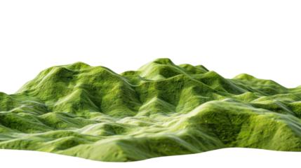 Green grassy hills forming a 3d landscape on transparent background