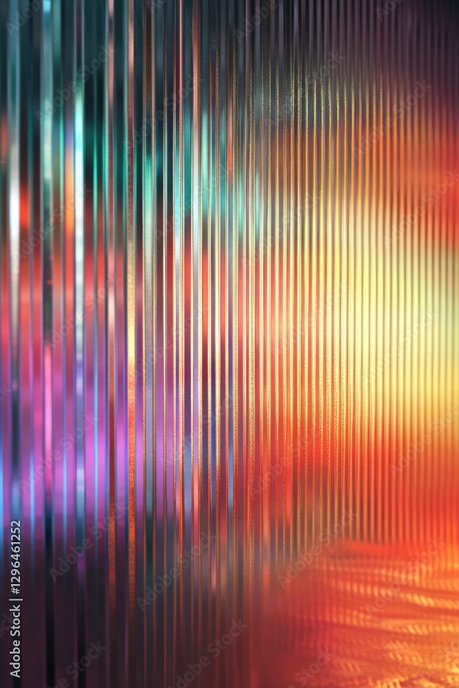 Poster a colorful, abstract image of a sunset with a glass window in the background. the window is made of 