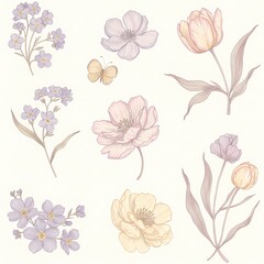 Elegant Floral Pattern: Vibrant Flowers in a Seamless Design, Perfect for Wallpaper, Textiles, and Creative Projects