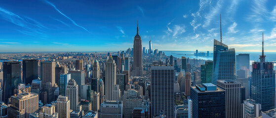 Skyline view of new york city urban landscape panoramic photography