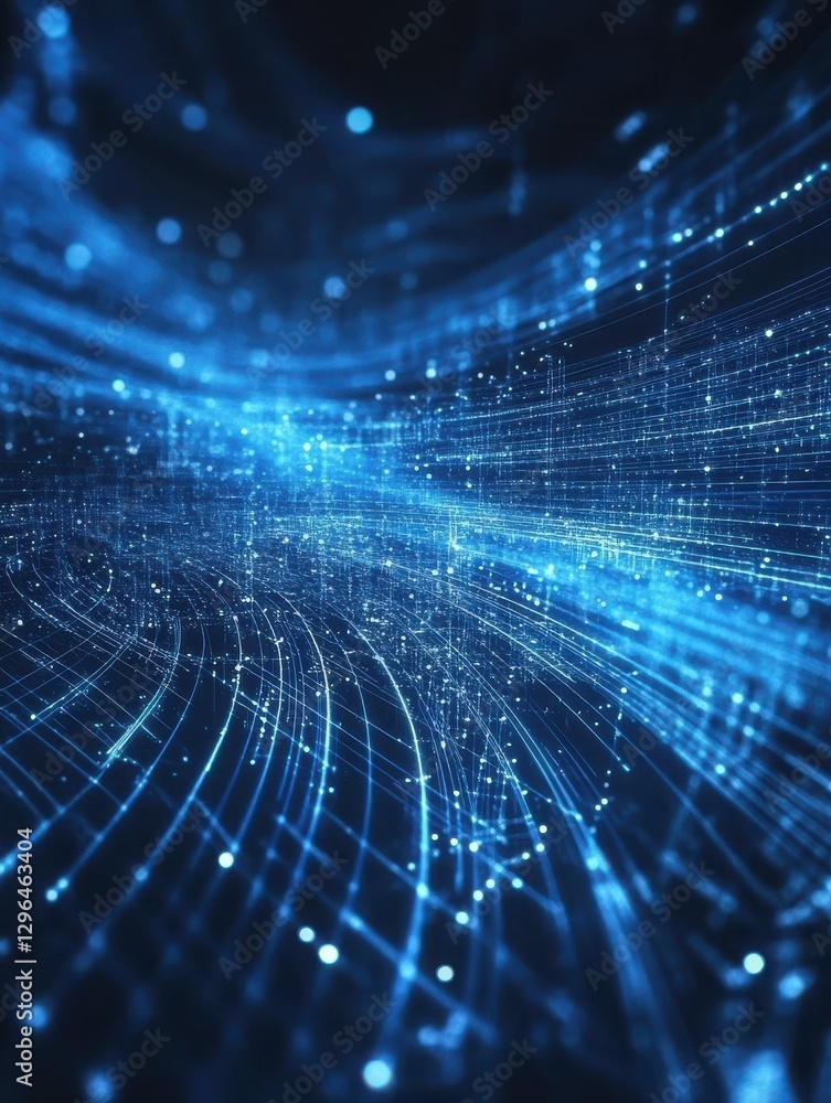Poster blue virtual technology background with lines and grids