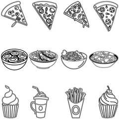 Food icon bundle line art and illustrator eps
