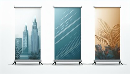 roll up banner stand isolated on white background