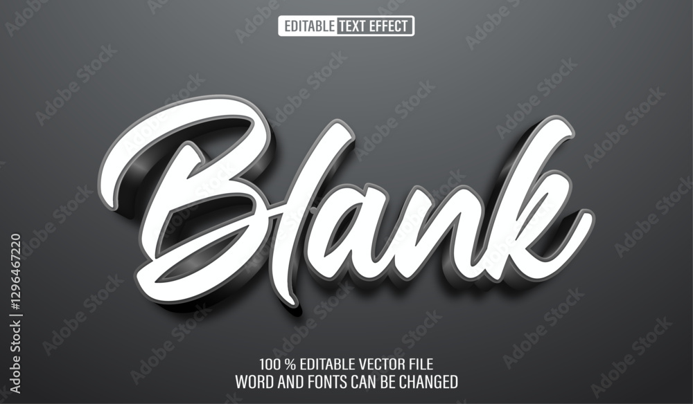Aufkleber editable 3d text style effect - black script text effect template