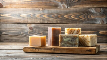 Artisan Handmade Soap Bars on Rustic Wooden Board