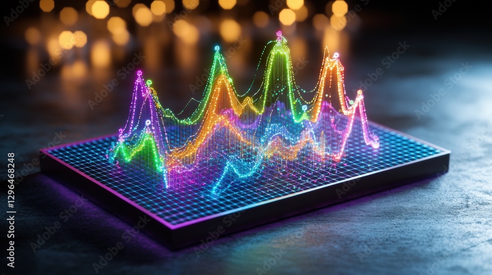 Aufkleber colorful 3d model of a waveform with photo background in abstract design