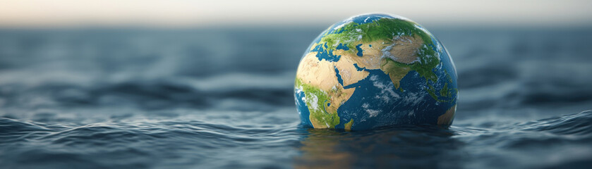 Fototapeta premium A beautiful depiction of Earth floating in water, highlighting its natural beauty.