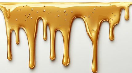 Realistic dripping honey on white solid background  