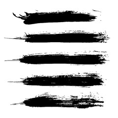 Black Brush strokes isolated on white background. Dry Brush Strokes and Scratches Retro Grunge Background. Vector brush stroke texture. Black ink, paint splatter.