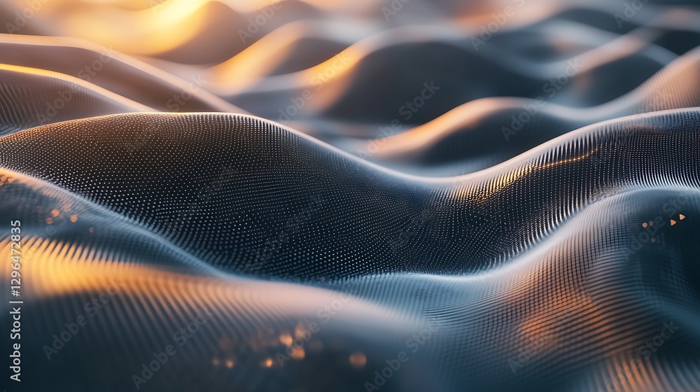 Poster abstract waves of light: a mesmerizing abstract composition featuring a dynamic undulating surface b