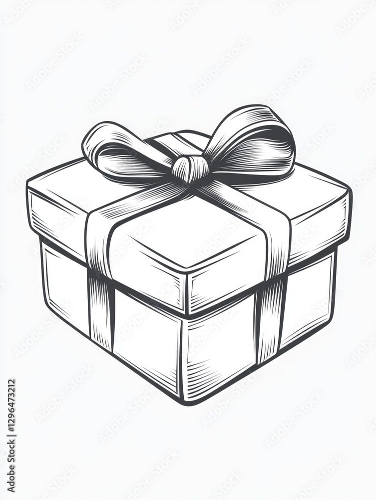 Poster a white box with a bow on top. the box is empty. the bow is tied in a bow knot