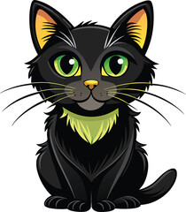 Obraz premium vector illustration of a black cat on white background 