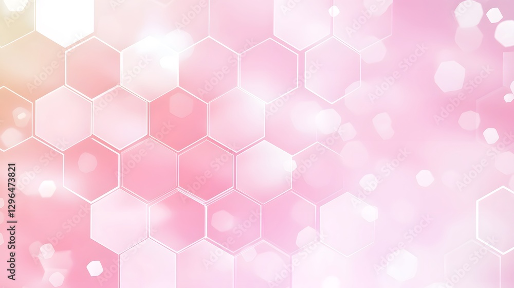 Poster abstract background composed of interconnected hexagons and bokeh lights