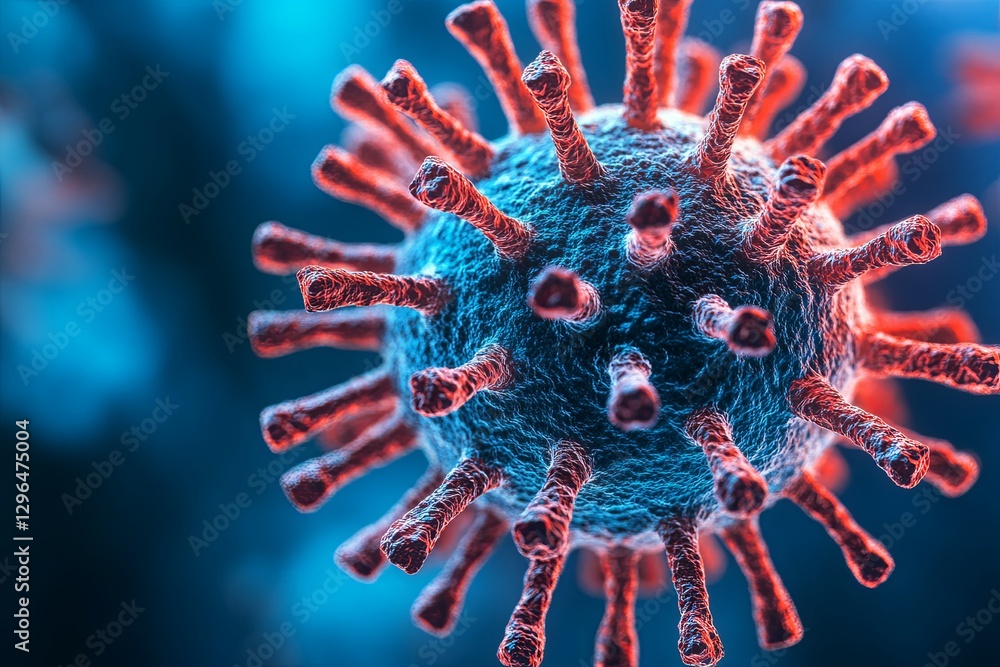 Poster understanding the structure and behavior of a virus under microscopic examination